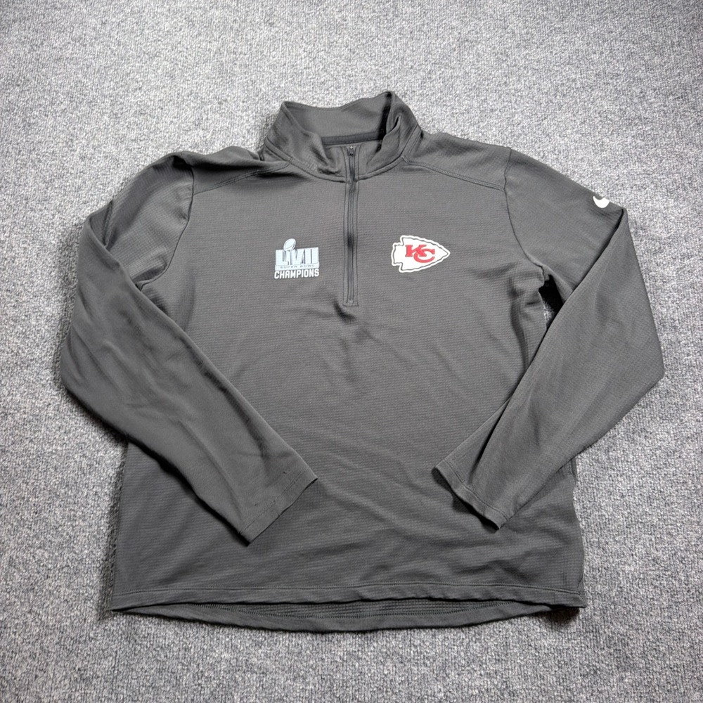 Nike Dri-Fit Quarter Zip Mens L Gray Kansas City Chiefs Super Bowl LVII